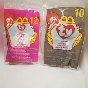 1999 McDonald's Ty Teenie Beanie cats #12 Chip #10 zip Sealed In Bags